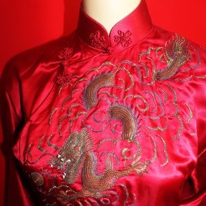 100% silk hand embroidered dress